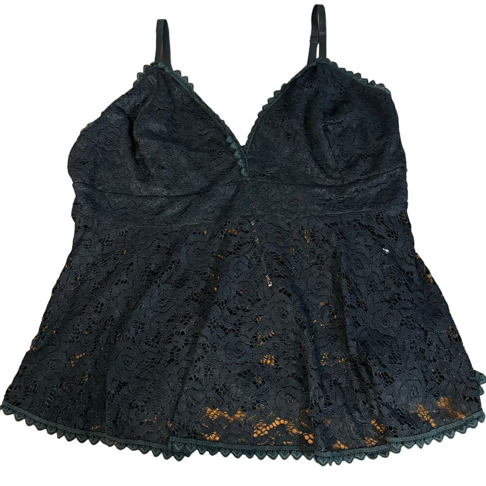 Zenobia Black Lace Spaghetti Women's Top Plus Size 2XL